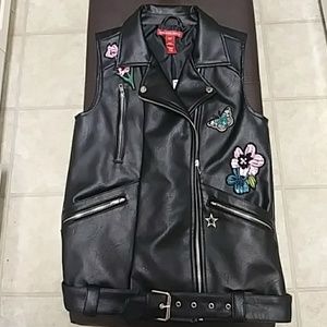 Embroidered Black Motorcycle Vest